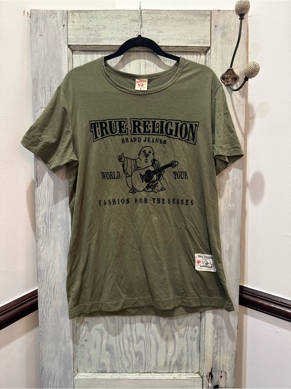 True Religion Buddha Tee‎ Militant Green Large Buddha Graphic T Shirt
